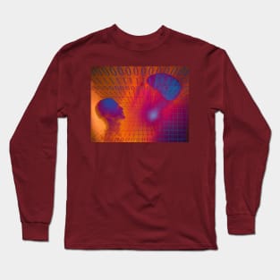 Man head mesh and binary code Long Sleeve T-Shirt